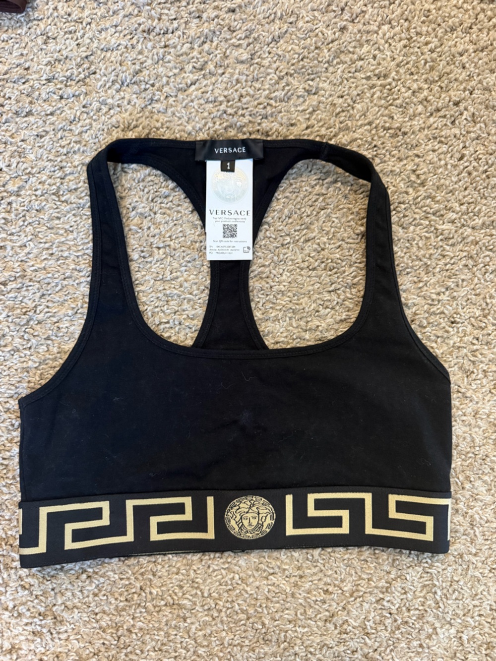 Versace Black & Gold Logo sports bra